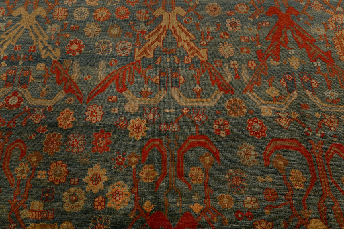 9x10 Green and Red Turkish Traditional Rug