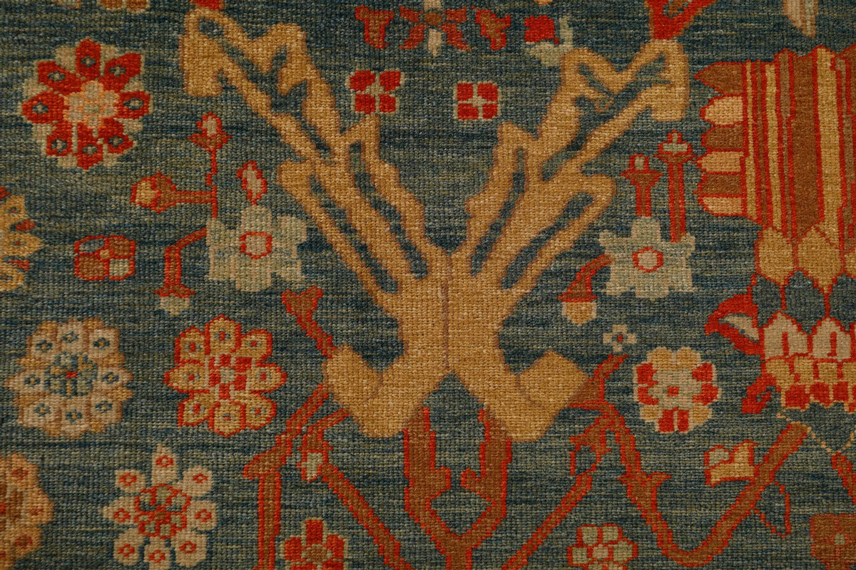 9x10 Green and Red Turkish Traditional Rug