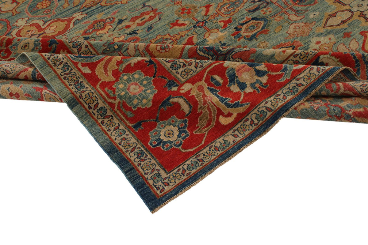 9x10 Red and Blue Turkish Traditional Rug