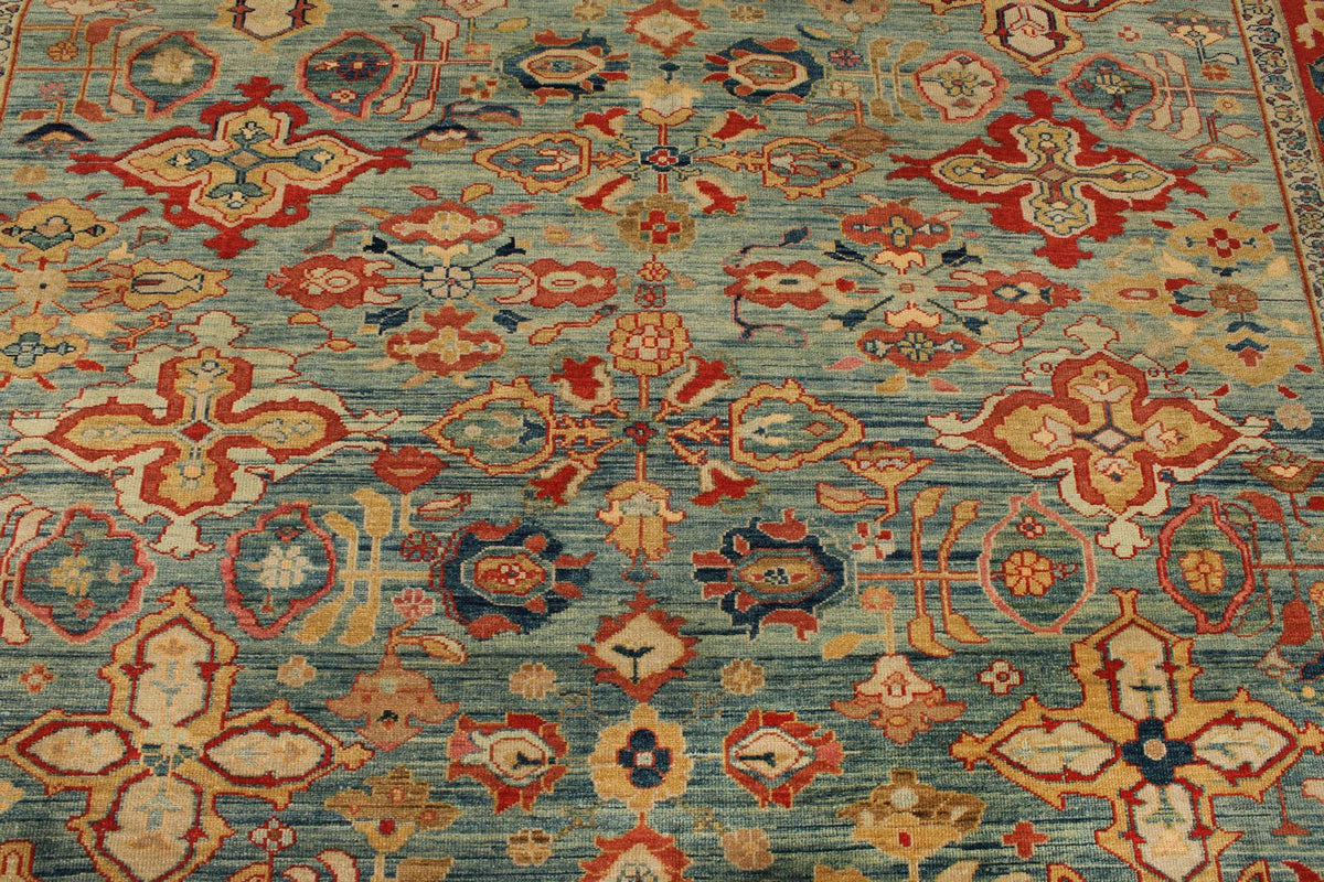 9x10 Red and Blue Turkish Traditional Rug