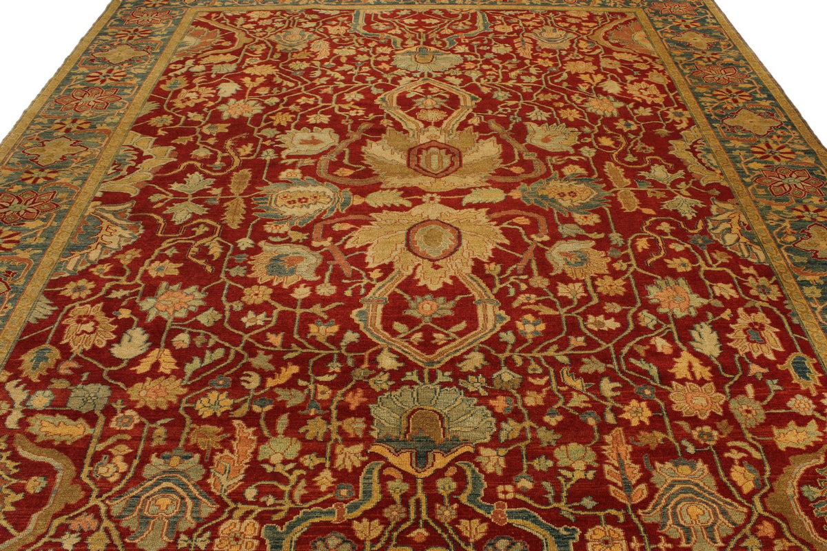 9x12 Red and Blue Turkish Traditional Rug