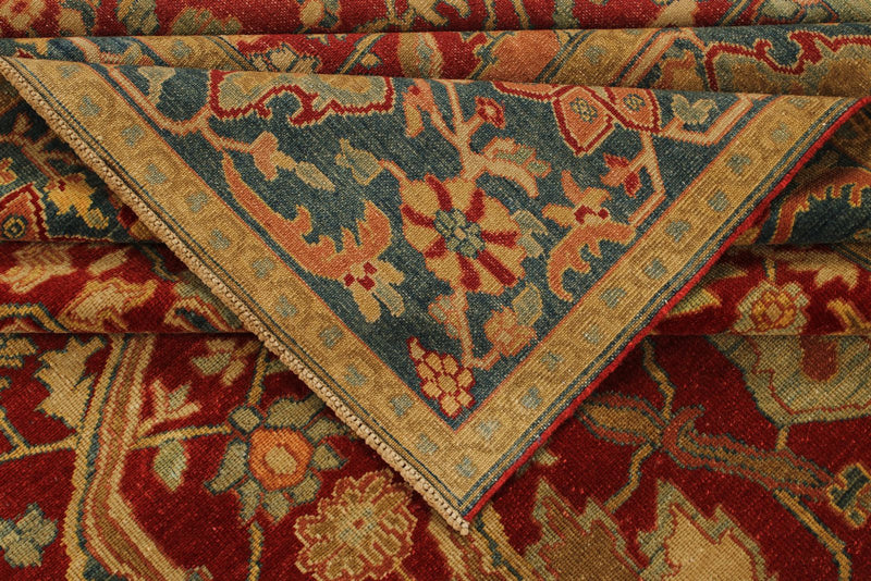 9x12 Red and Blue Turkish Traditional Rug