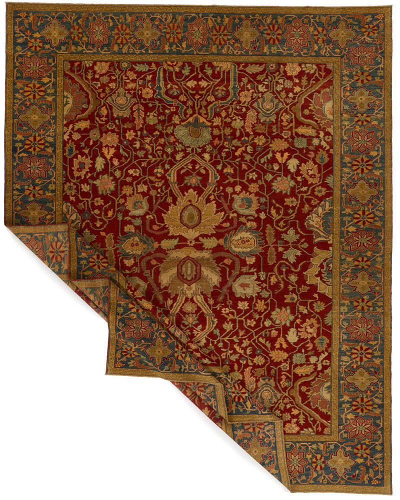 9x12 Red and Blue Turkish Traditional Rug