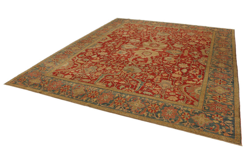 9x12 Red and Blue Turkish Traditional Rug