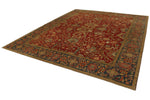 9x12 Red and Blue Turkish Traditional Rug