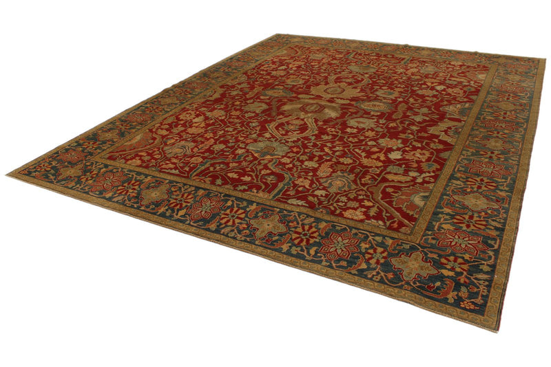 9x12 Red and Blue Turkish Traditional Rug