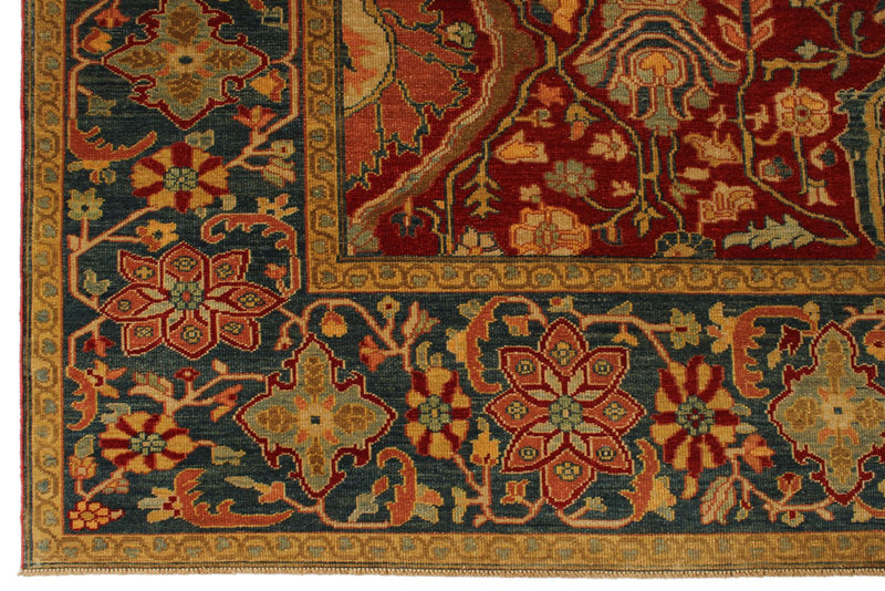 9x12 Red and Blue Turkish Traditional Rug