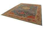 9x12 Blue and Light Peach Turkish Traditional Rug