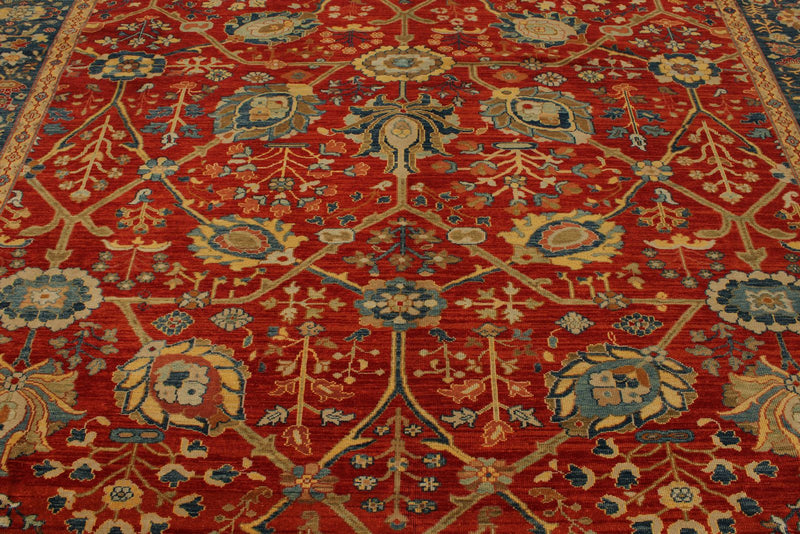 10x12 Red and Blue Turkish Traditional Rug