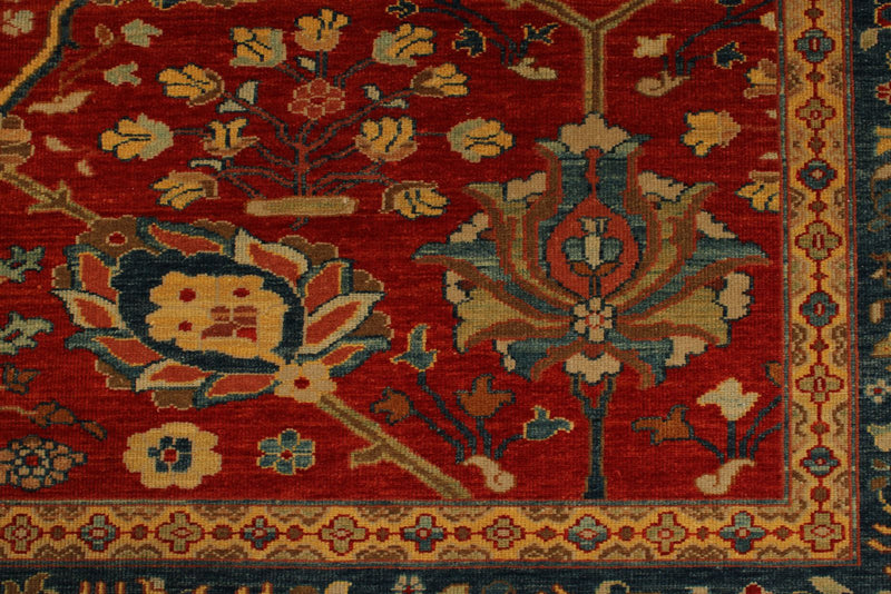 10x12 Red and Blue Turkish Traditional Rug