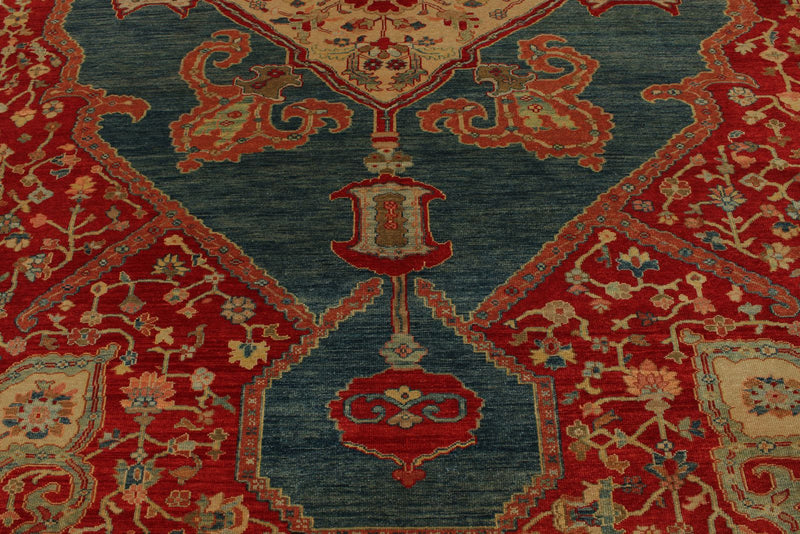 10x12 Red and Blue Turkish Traditional Rug