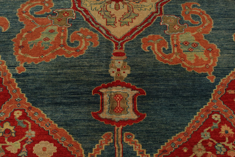 10x12 Red and Blue Turkish Traditional Rug