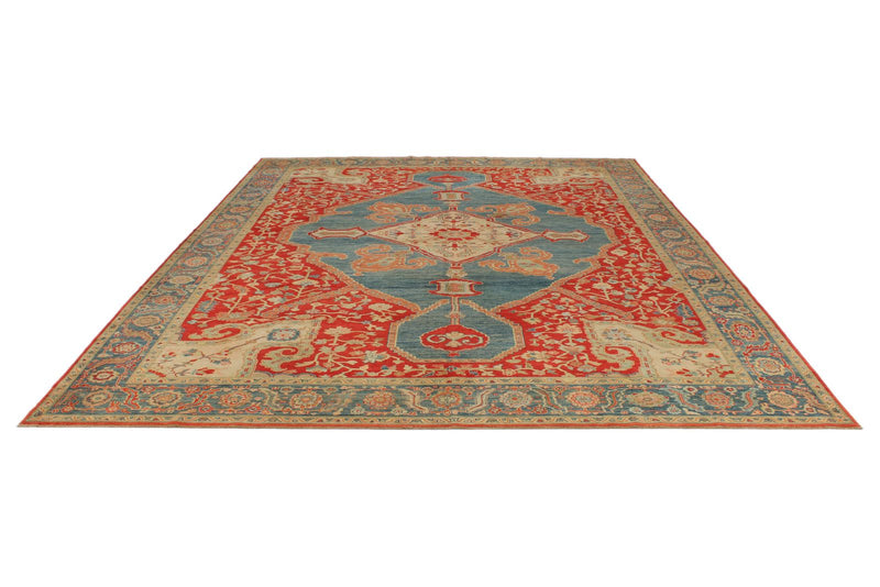 10x12 Red and Blue Turkish Traditional Rug