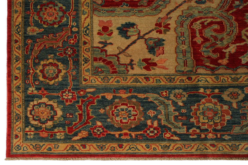 10x12 Red and Blue Turkish Traditional Rug