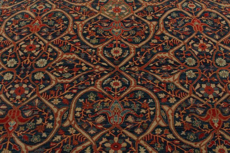 10x12 Blue and Red Turkish Traditional Rug