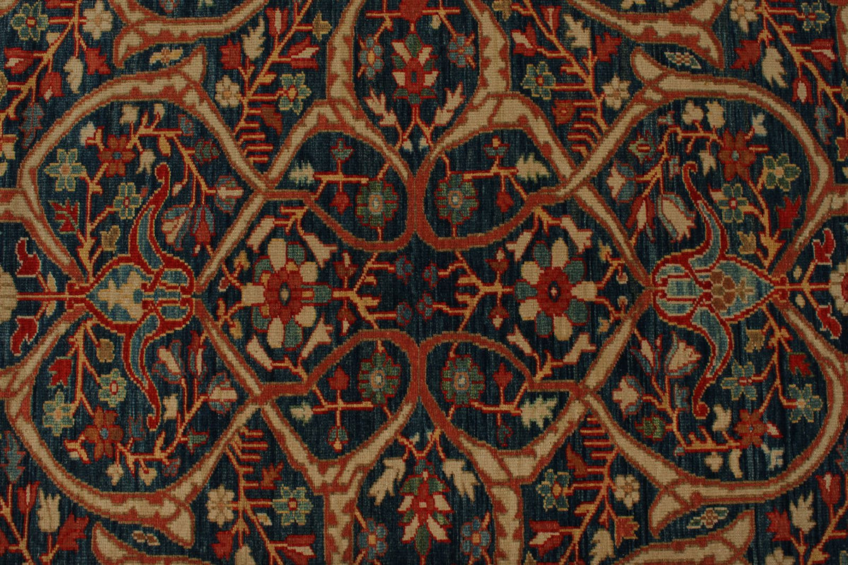 10x12 Blue and Red Turkish Traditional Rug