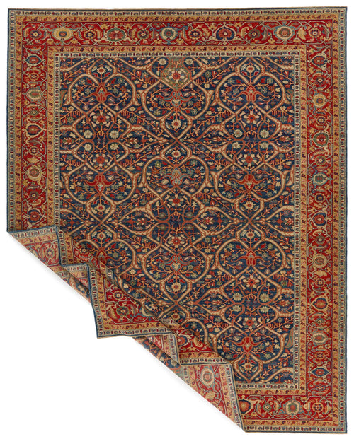 10x12 Blue and Red Turkish Traditional Rug