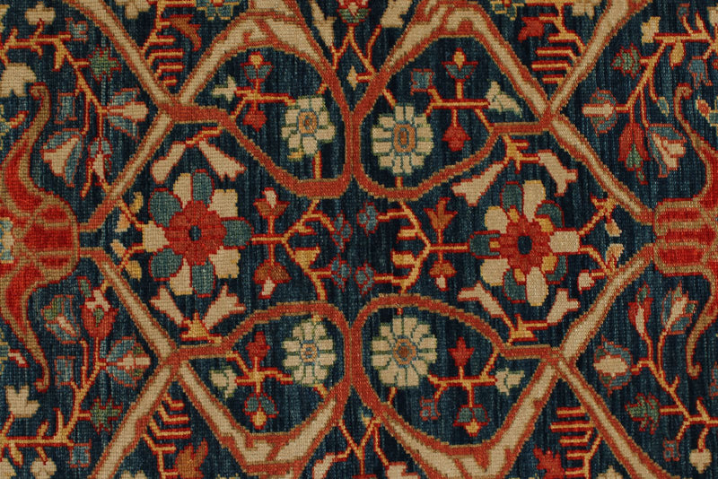 10x12 Blue and Red Turkish Traditional Rug