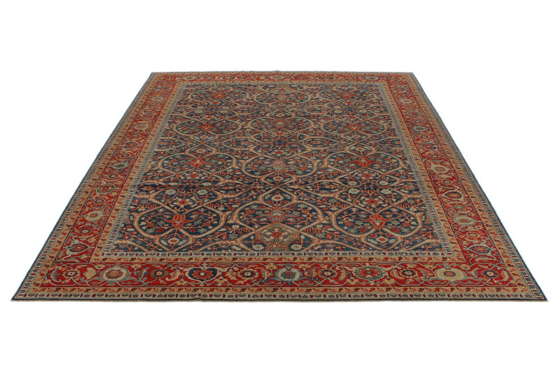 10x12 Blue and Red Turkish Traditional Rug