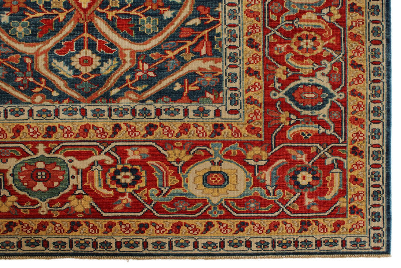 10x12 Blue and Red Turkish Traditional Rug