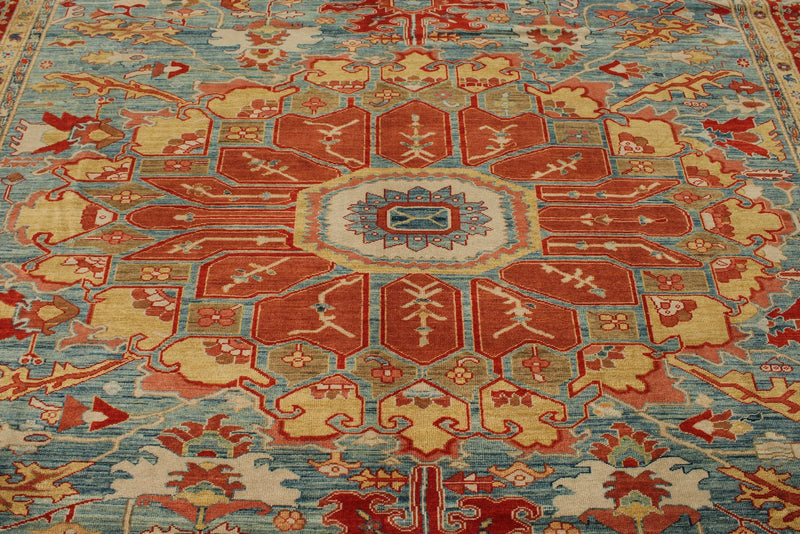 10x12 Blue and Red Turkish Traditional Rug