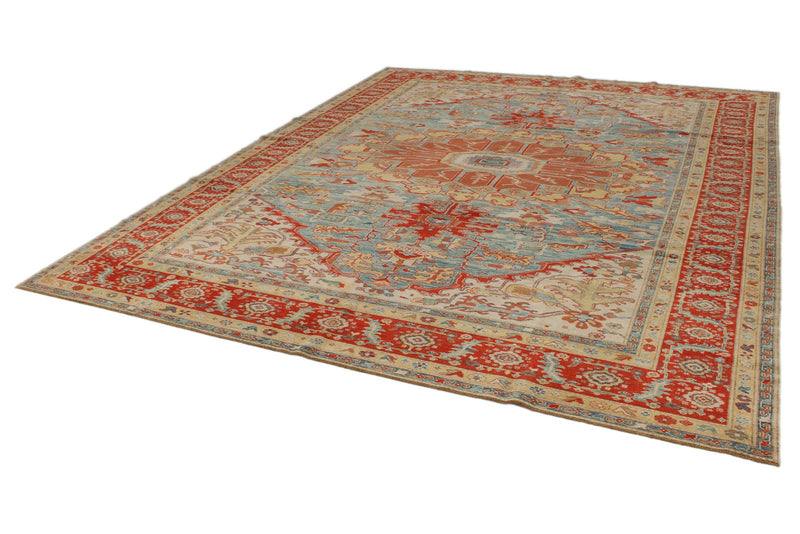 10x12 Blue and Red Turkish Traditional Rug