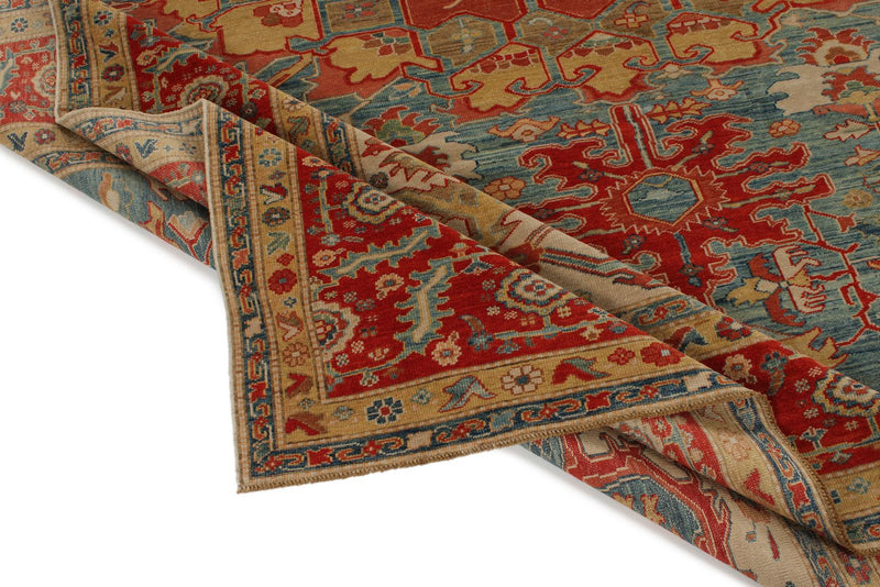 10x12 Blue and Red Turkish Traditional Rug