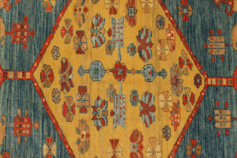 9x12 Blue and Camel Turkish Traditional Rug