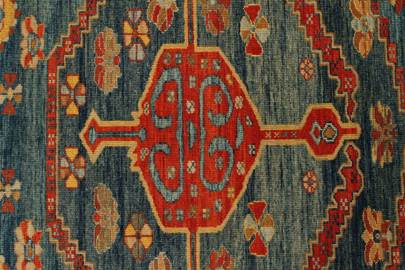 9x12 Blue and Camel Turkish Traditional Rug