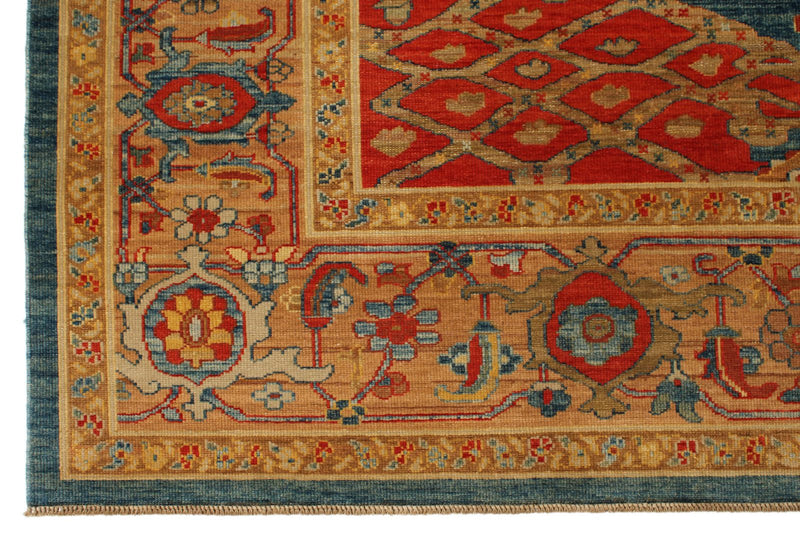 9x12 Blue and Camel Turkish Traditional Rug