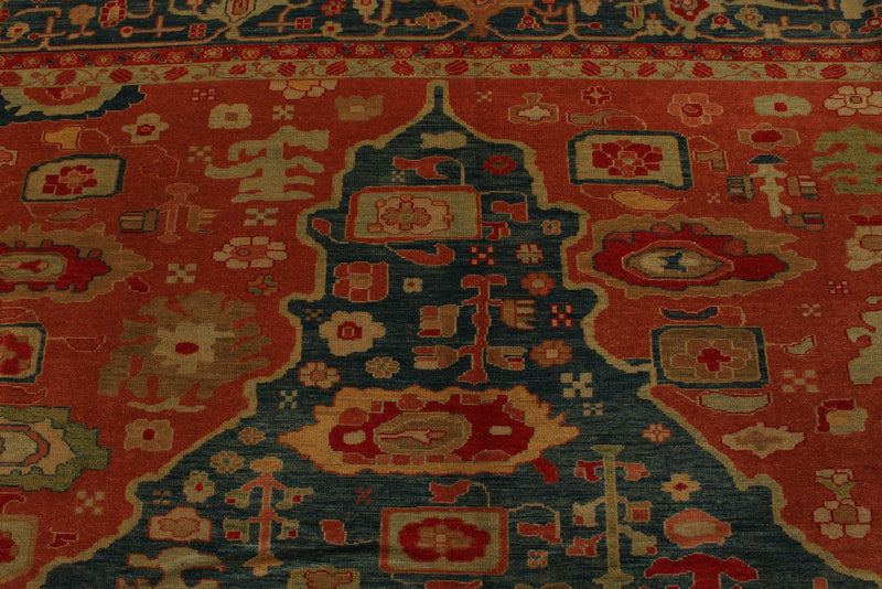 11x13 Rust and Navy Turkish Traditional Rug