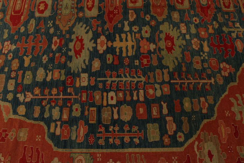 11x13 Rust and Navy Turkish Traditional Rug