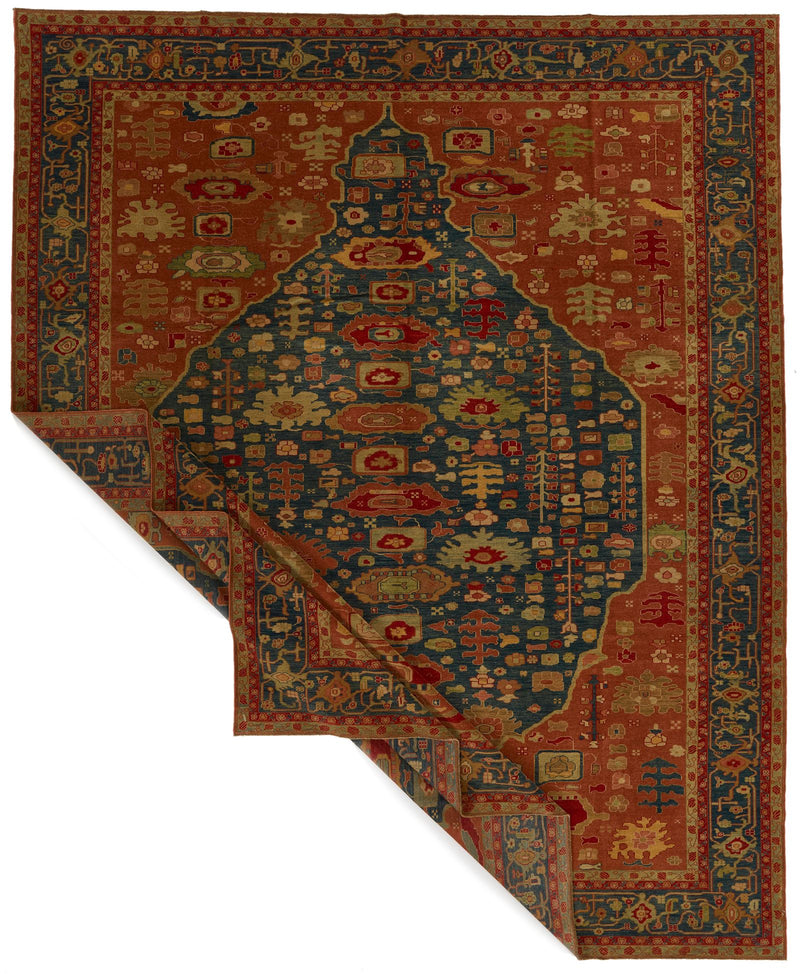 11x13 Rust and Navy Turkish Traditional Rug