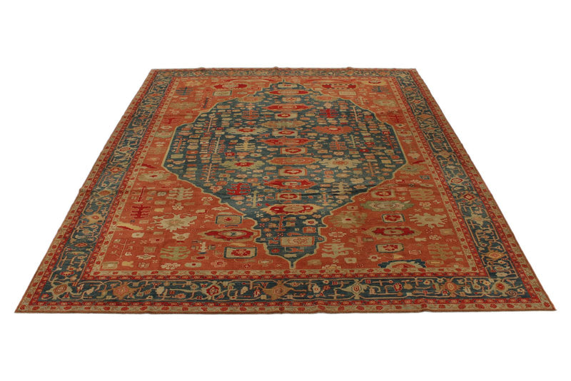 11x13 Rust and Navy Turkish Traditional Rug