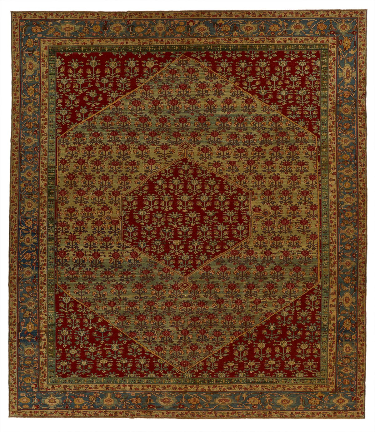 12x13 Red and Brown Turkish Traditional Rug