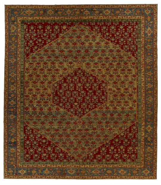 12x13 Red and Brown Turkish Traditional Rug