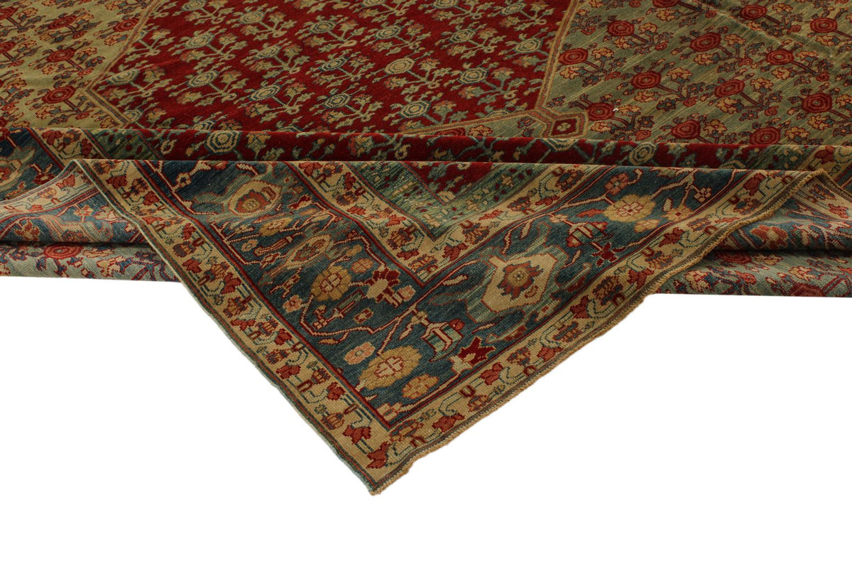 12x13 Red and Brown Turkish Traditional Rug