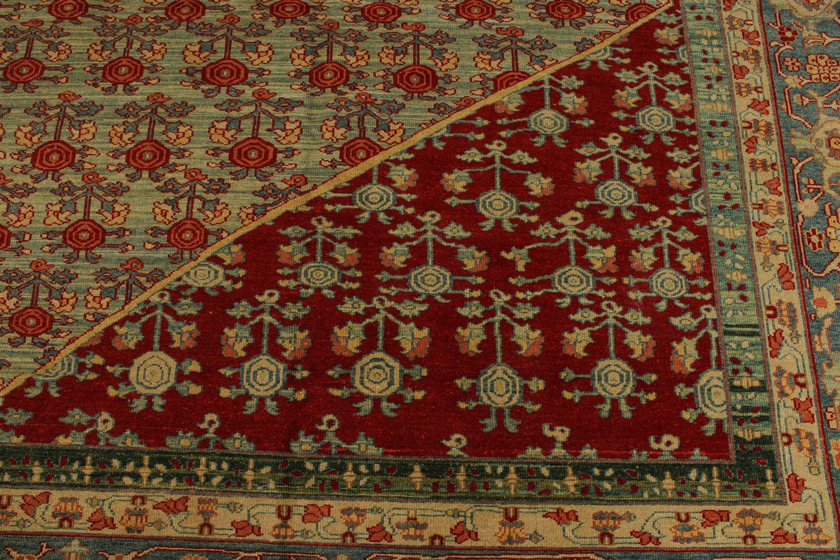 12x13 Red and Brown Turkish Traditional Rug