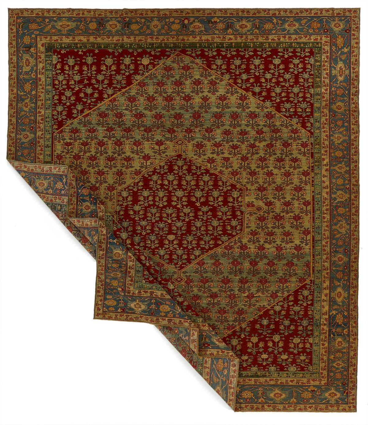 12x13 Red and Brown Turkish Traditional Rug