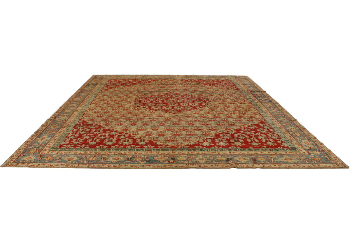 12x13 Red and Brown Turkish Traditional Rug