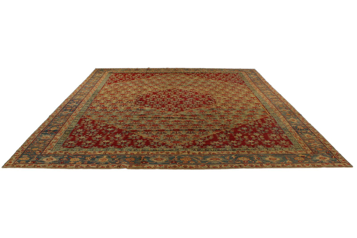 12x13 Red and Brown Turkish Traditional Rug