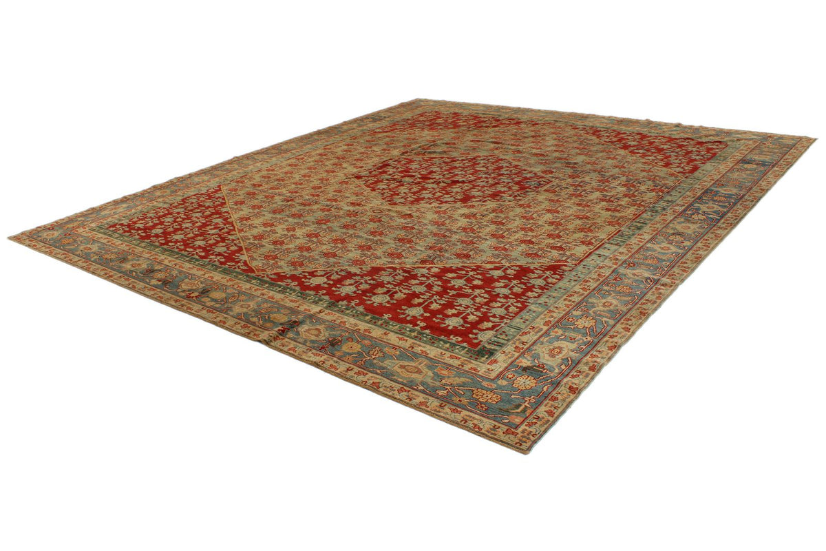 12x13 Red and Brown Turkish Traditional Rug
