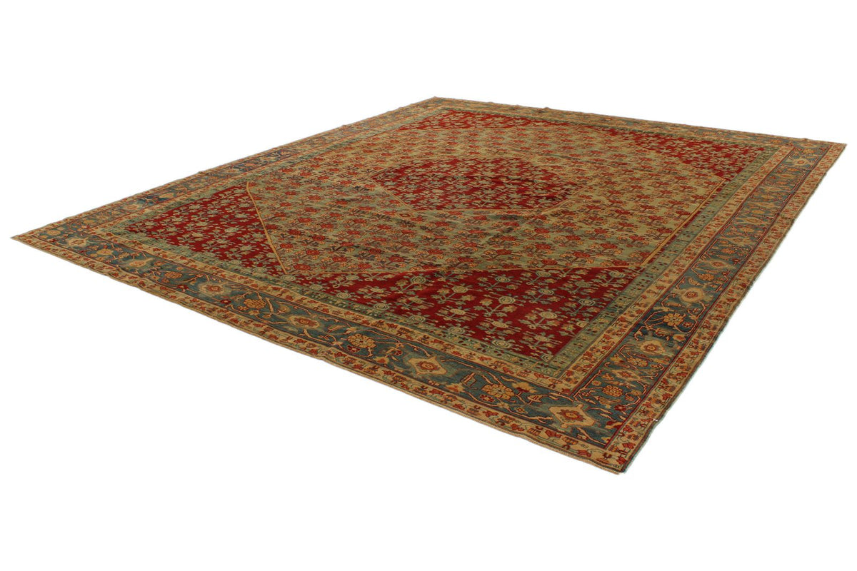 12x13 Red and Brown Turkish Traditional Rug
