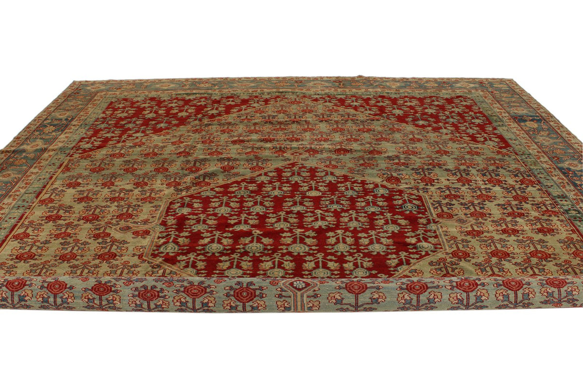 12x13 Red and Brown Turkish Traditional Rug