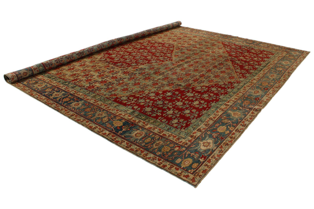 12x13 Red and Brown Turkish Traditional Rug