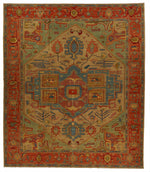13x15 White and Red Turkish Traditional Rug