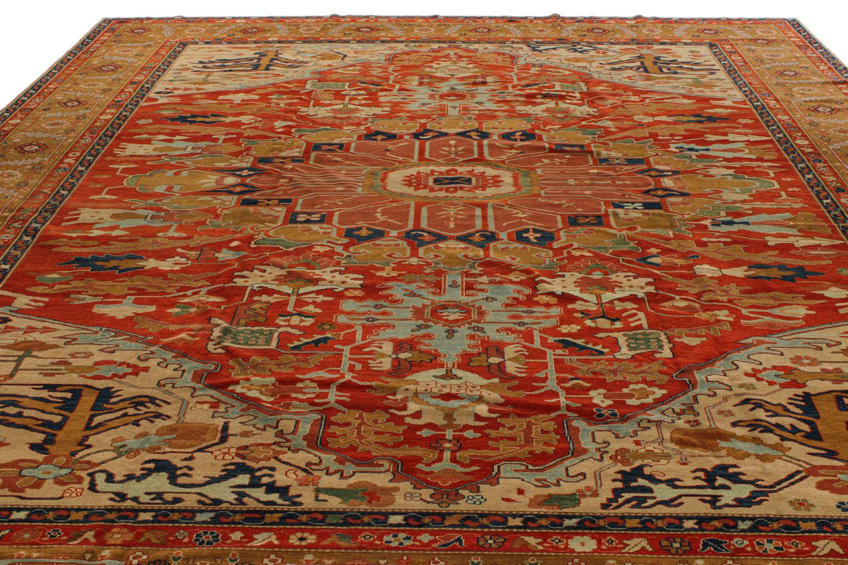 13x15 Red and Gold Turkish Traditional Rug