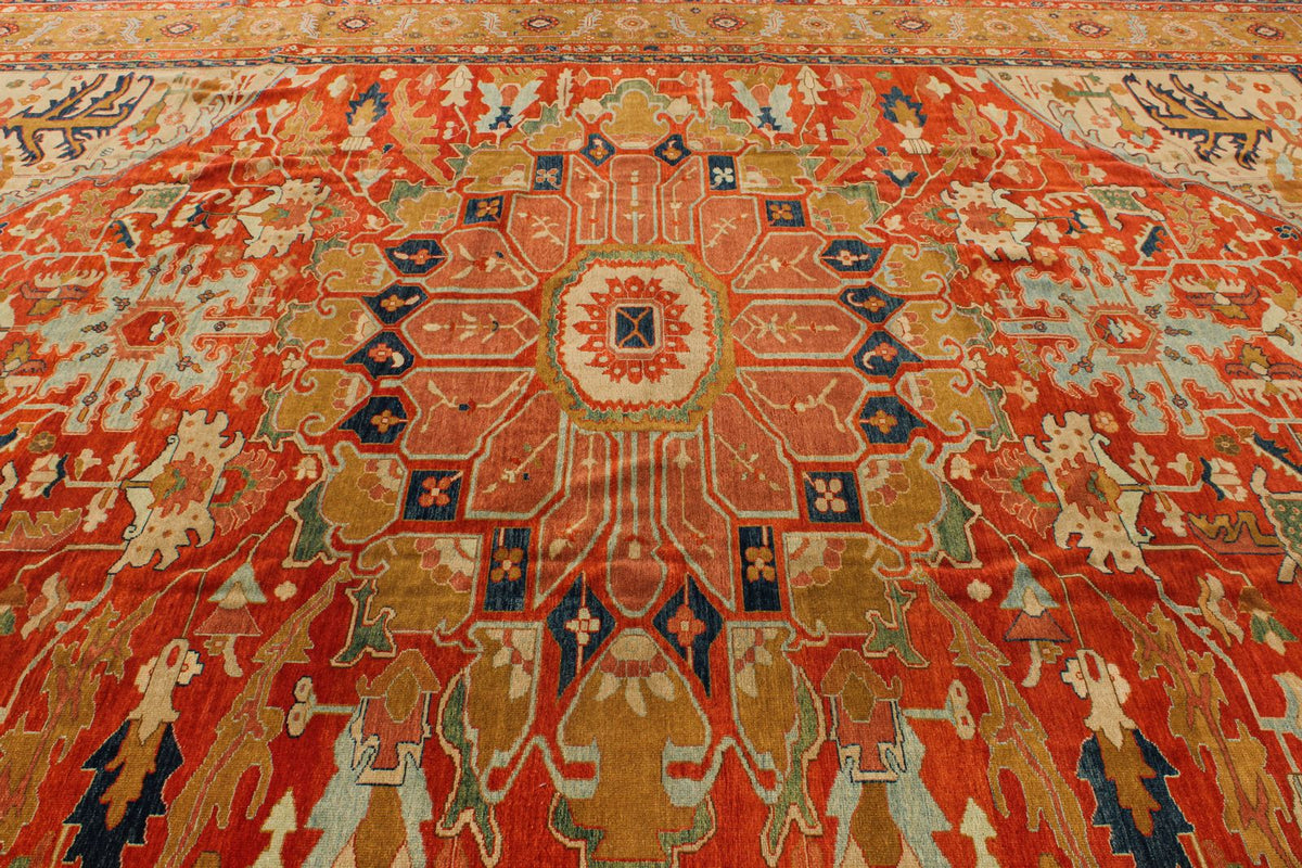 13x15 Red and Gold Turkish Traditional Rug