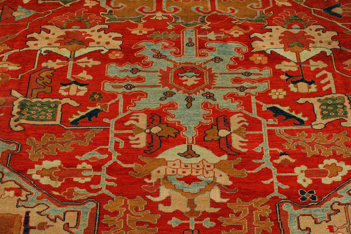 13x15 Red and Gold Turkish Traditional Rug