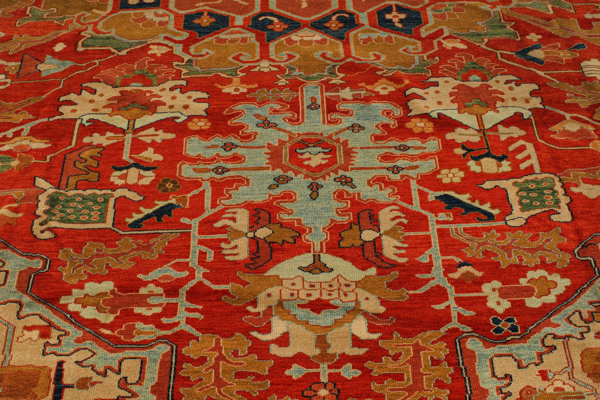 13x15 Red and Gold Turkish Traditional Rug